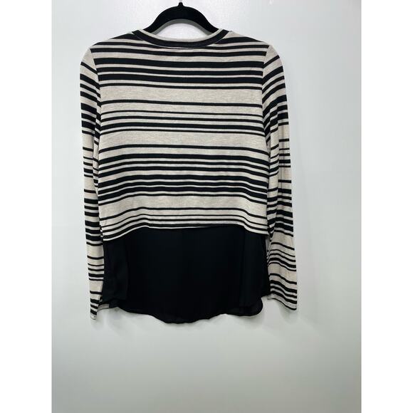 Apt 9 Striped Long Sleeve Crew Neck Layered Tunic Blouse Black Light Grey Size L - Picture 7 of 10